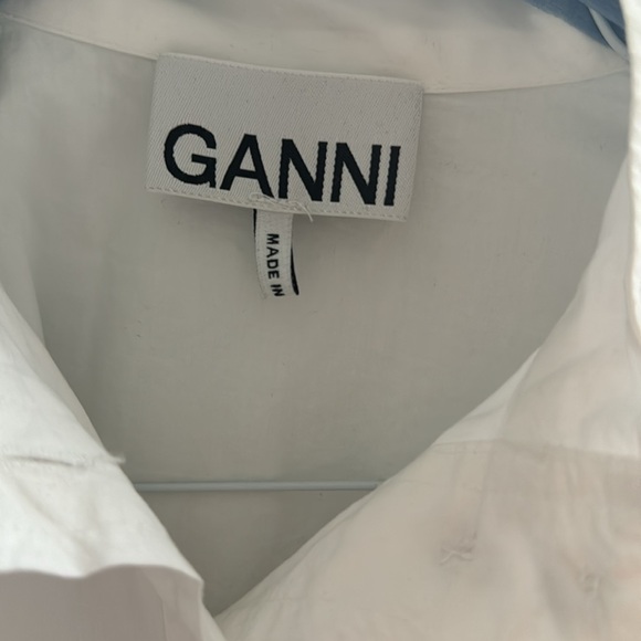 Ganni White Ruffle Button-Up Blouse - Picture 2 of 2